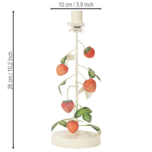 Stabkerzenhalter Metall Erdbeer Deko Creme Rund H26cm | Floristik24.de