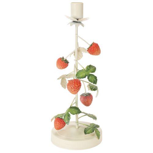 Stabkerzenhalter Metall Erdbeer Deko Creme Rund H26cm | Floristik24.de
