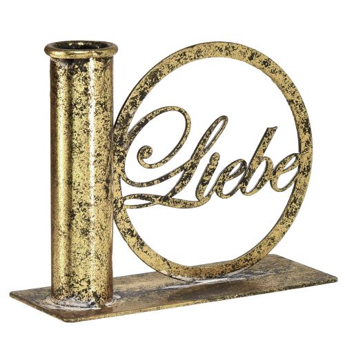 Artikel Stabkerzenhalter Metall Liebe Antik Optik Gold 13×5×10,5cm