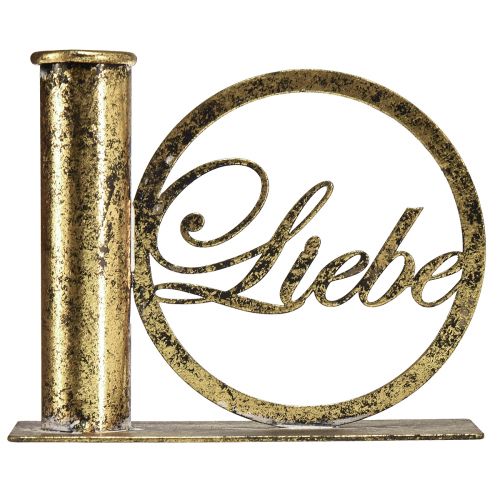 Artikel Stabkerzenhalter Metall Liebe Antik Optik Gold 13×5×10,5cm