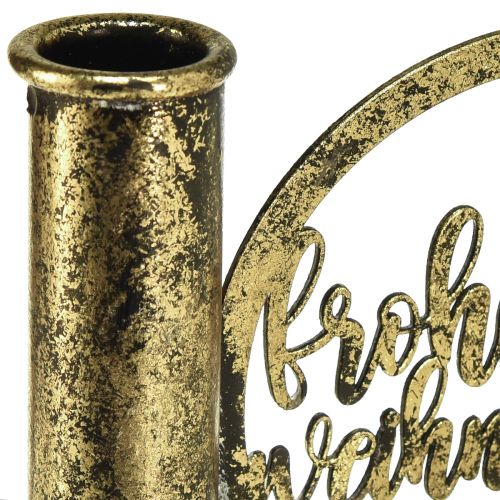 Artikel Stabkerzenhalter Weihnachten Antik Look Gold 13×5×10,5cm