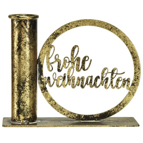 Artikel Stabkerzenhalter Weihnachten Antik Look Gold 13×5×10,5cm