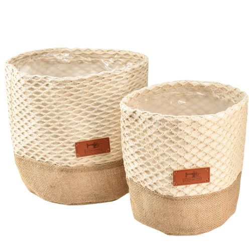 Stoffkörbchen Utensilo Übertopf Natur Creme Ø16cm Ø19cm