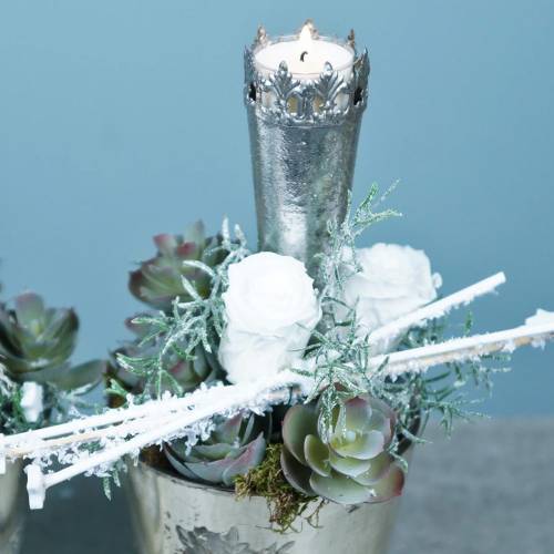 Artikel Teelichthalter zum Stecken Silber Ø5cm H24cm 4St