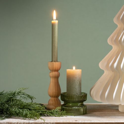 Artikel Teelichthalter Glas Deko Geriffelt Grün Ø9cm H7cm 4 St