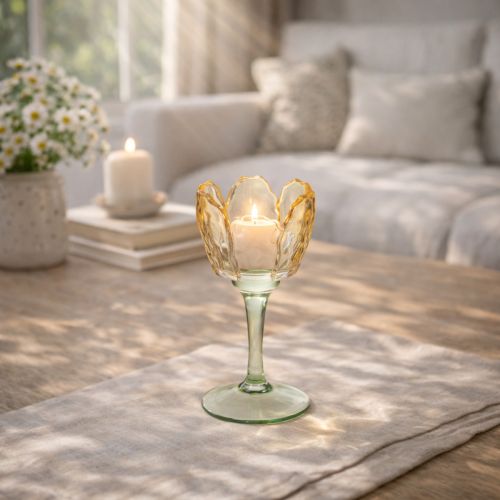 Artikel Teelichthalter Tulpe Blütenmotiv Dekoration für romantische Stimmung und elegantes Ambiente 20cm
