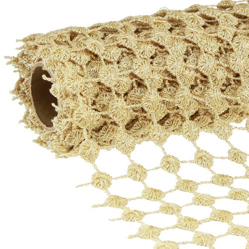 Tischband Gitter Gold Creme mit Glitter B19cm L1,5m