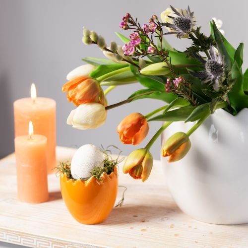 Übertopf Osterei Großes Ei Keramik Pflanztopf Weiß 20×18cm