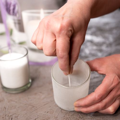 Artikel Wachsgranulat Kerzensand Docht Duft Zitronengras 400g