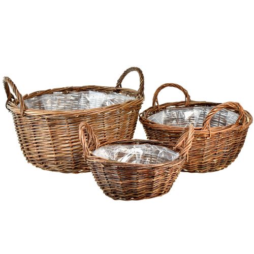 Rustikales Weidenkorb-Set mit Tragehenkeln – 3 Größen (40cm, 33cm, 26cm) – Multifunktional für Heim und Garten – Set aus 3St