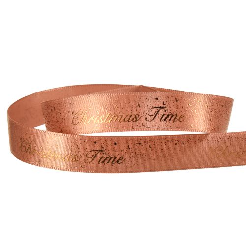 Artikel Weihnachtsband Christmas Time Band Rotbraun Gold 15mm 20m