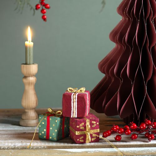 Artikel Weihnachtsdeko zum Hängen Geschenk Pappmaschee 6cm 3St