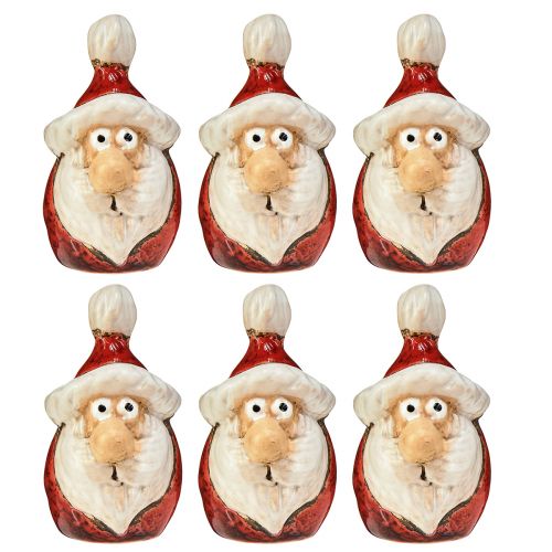 Artikel Keramik Weihnachtsmann Figur, Rot, 7cm – Festliche Weihnachtsdekoration – 6 St