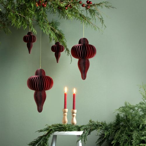 Artikel Weihnachtsschmuck Papier Ornament Bordeaux H40cm 2 St