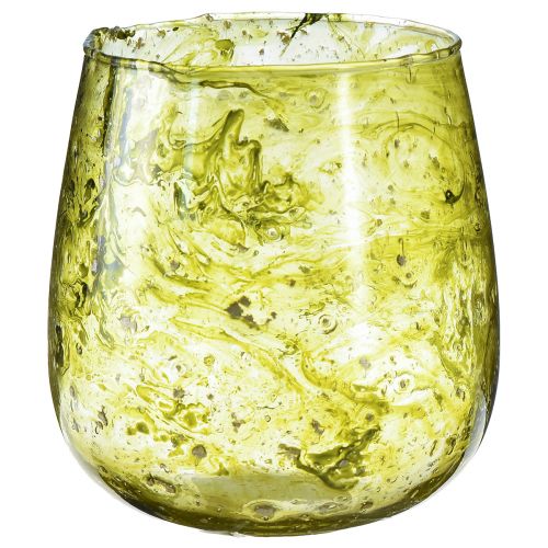 Floristik24 Windlicht Glas Deko Vintage Gelbgrün Ø12cm H12,5cm