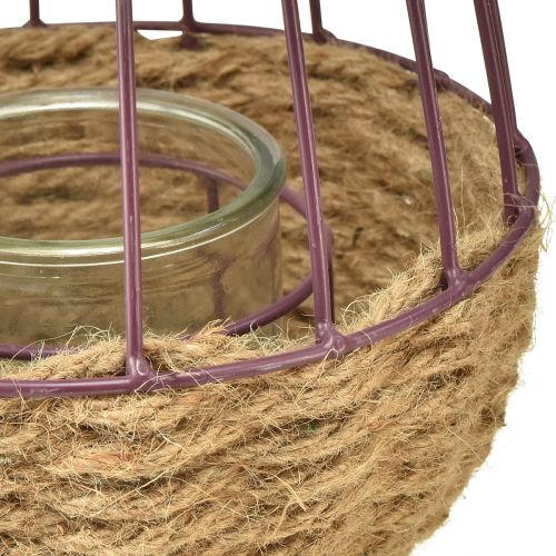 Artikel Windlicht mit Henkel und Glas Lila Natur Ø18cm H22cm