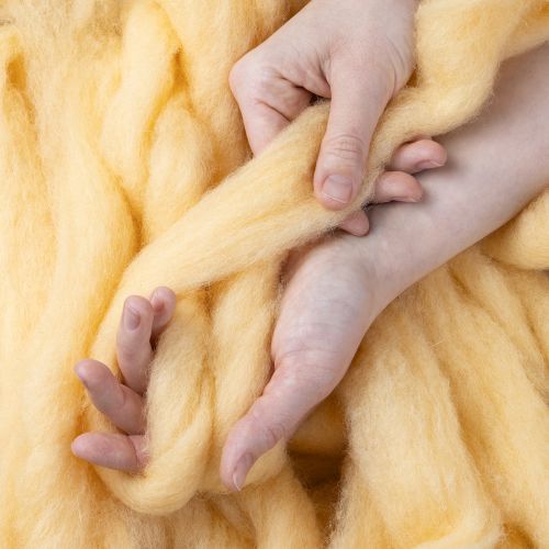 Artikel Wolllunte Wollband Creme Orange 10m Wolle für Kränze & Gestecke